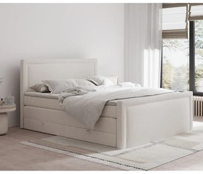 Beżowe łóżko kontynentalne ze schowkiem 200x200 cm Lavenda – Maison de Rêve
