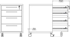 Kontenerek 4-szufladowy na kółkach Prima 4 biały