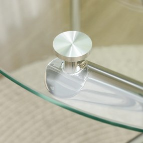 HOMCOM Stół jadalniany, okrągła płyta ze szkła hartowanego, bezramowy design, dla 2-4 osób, nogi ze stali, 80 x 80 x 74 cm