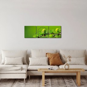 Obraz zielonej szyszki (z zegarem) (90x30 cm)