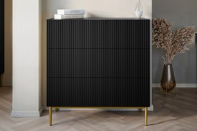 Komoda z szufladami Nicole 100 cm - czarny mat / złote nóżki