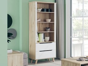 Regał z szufladami Vankka 713, styl skandynawski, kolor dąb/biały