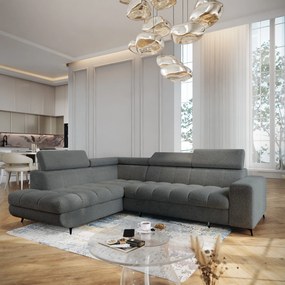 Masseno Narożnik MORIVA z funkcją spania i pojemnikiem na pościel Narozniki L, Rozkładana sofa - Szary, QUELLE 92
