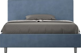Łóżko bez stelaża tapicerowane 140x210 microfibra niebieski Adele