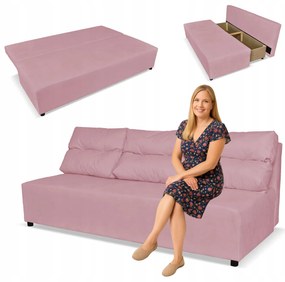 Kanapa sofa KIMO funkcja spania pojemnik Family Meble Hunter róż welur