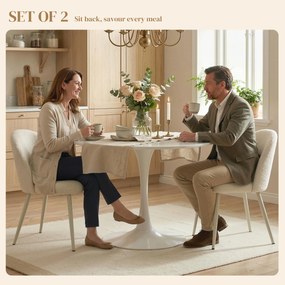 HOMCOM Krzesła do jadalni, krzesła kuchenne, miękkie tapicerowane chenille, 50,5 x 57,5 x 78,5 cm, kremowobiały | Aosom PL