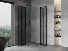 Mexen Mist L Duo kabina prysznicowa uchylna 90 x 90 cm, czarna ramka, czarna - 8A4L-090L-090P-70-70