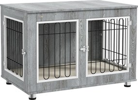 PawHut Klatka dla psa metalowa z wyjmowaną tacką i 2 zamkami 90x58x65 cm szara | Aosom PL