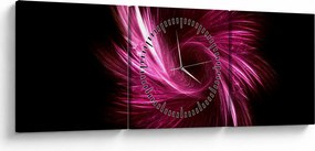 Obraz - różowa abstrakcja (z zegarem) (90x30 cm)