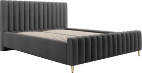 Łóżko LUX tapicerowane z pojemnikiem i zagłówkiem w tkaninie AMON 16 kolor CAPPUCCINO DOMOHOME