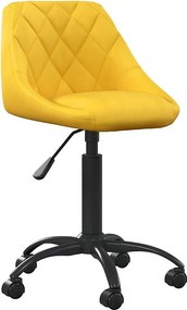 Fotel biurowy w kolorze musztardowym z regulacją wysokości, obrotowymi kółkami i podłokietnikami