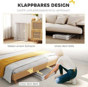 PawHut Ogrodzenie dla zwierząt, 6-panelowa bariera z drzwiami, składana, dla małych i średnich psów, tworzywo sztuczne, stal węglowa, Biały