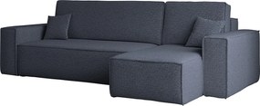 Narożnik z funkcją spania i pojemnikiem, Sofa w kształcie L, BEST L, tkanina Abriamo, Ciemnoniebieski, Prawy