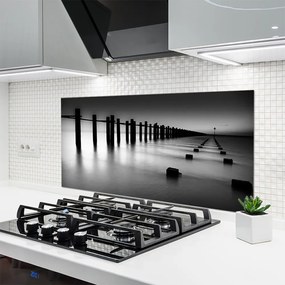 Szkło nad Blatem Drewniane Molo We Mgle