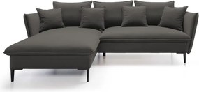 Narożnik GLOSS Lewostronny z funkcją spania, zestaw z poduszkami wolnostojący tkanina RIVIERA 100 Czarny WERSAL