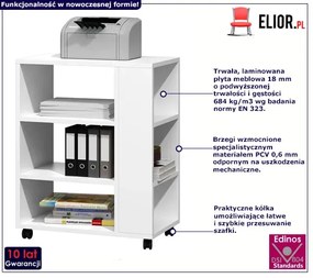 Biały stolik pod drukarkę na kółkach - Besti