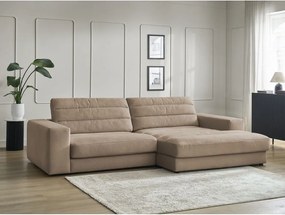 Szarobrązowy aksamitny narożnik (prawostronny/z szezlongiem) Sierra – Bobochic Paris