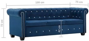 Aksamitna sofa w stylu Chesterfield Charlotte 3Q - niebieska