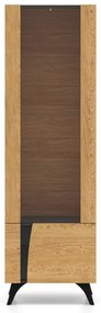 Witryna do salonu HESTIA 1W1D 58cm dąb/czarna prawa ML MEBLE