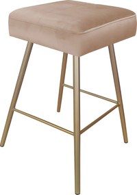 Hoker MAX krzesło barowe tkanina Welur podstawa metalowa : Kolor nogi - Złota stożek, Kolor tkaniny - VELVET - MG06, Typ siedziska - Siedzisko stałe