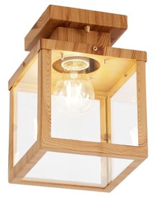 Zewnetrzna Industrialna lampa sufitowa zewnętrzna drewniana z przezroczystym szkłem - RotterdamPrzemysłowy Oswietlenie zewnetrzne