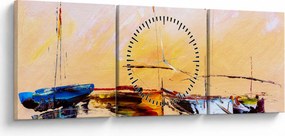 Obraz - Obraz statku (z zegarem) (90x30 cm)