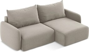 Szarobrązowy aksamitny rozkładany/ze schowkiem narożnik (prawostronny/z szezlongiem) Kalena – Makamii