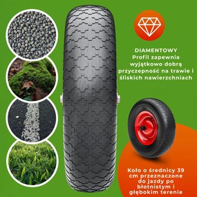 Taczka ogrodowa ocynkowana BARRY, max. pojemność 100l/250kg, srebrna/czarna Gardebruk