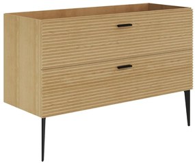Szafka pod umywalkę z prążkowanym wzorem na nóżkach - 2 szuflady - Jasny naturalny - 120 cm - SARONE