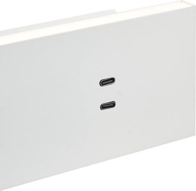 Zestaw 2 nowoczesnych lamp ściennych białych z regulacją i USB-C, w tym LED - Modric