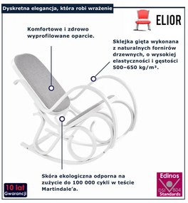 Biały drewniany fotel bujany - Patma