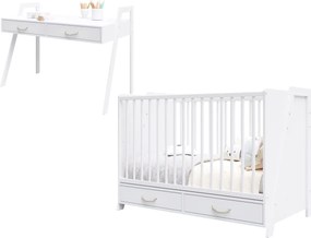 2w1 Luna 120/60 Łóżeczko i Biurko białe