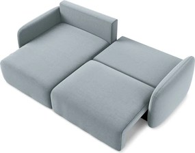 Niebieski aksamitny rozkładany/ze schowkiem narożnik (lewostronny/z szezlongiem) Kalena – Makamii