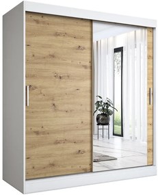 Szafa przesuwna biel + dąb artisan 180 cm - Massi 5X