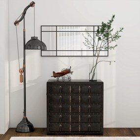 HOMCOM Lustro ścienne, dekoracyjne lustro z metalową ramą, czarne paski, wielowarstwowe szkło, 50B x 2T x 110H cm | Aosom PL