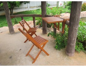 Zestaw 2 krzeseł i wiszącego stolika z drewna eukaliptusowego Garden Pleasure Balcony Berkeley