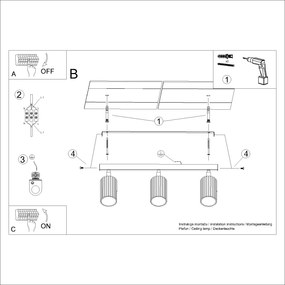 Listwa oświetleniowa 3-punktowa KARBON 3L taupe ryflowana SOLLUX  LIGHTING