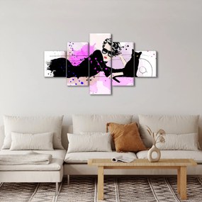 Obraz - Kobieta z czarnym kotem (125x70 cm)