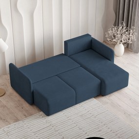 Masseno Narożnik SUVINO z funkcją spania i pojemnikiem na pościel Narozniki L, Rozkładana sofa - Niebieski, NEVE 77