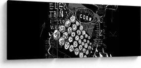 Obraz - Rysunek w stylu Banksy (z zegarem) (90x30 cm)
