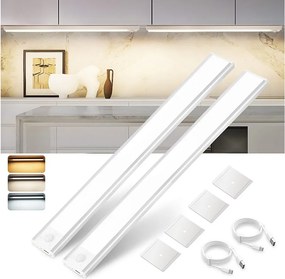 NETTLIFE Oświetlenie podszafkowe LED z czujnikiem ruchu, ładowane przez USB, 1500 mAh, idealne do szafy, przedpokoju lub garderoby