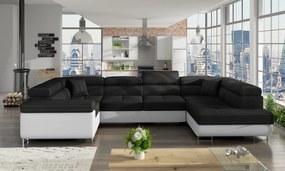Narożnik z funkcją spania LETTO czarny/biały prawy ELTAP