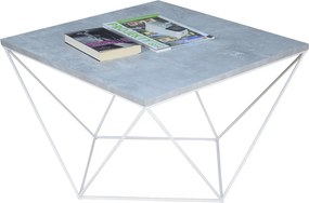 Druciany stolik kawowy beton + biały H9-B12