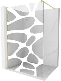 Mexen Kioto ścianka prysznicowa Walk-in 100 x 200 cm, biały wzór 8 mm, złota szczotkowana - 800-100-101-55-97