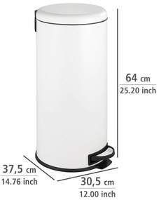 Biały stalowy kosz na śmieci z pedałem 30 l Leman – Wenko