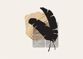 Obraz na szkle - Abstrakcja z tropikalnymi liśćmi N⁰4 (70x50 cm)
