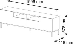 Biała szafka rtv z lamelami 200 cm - Melis 11X