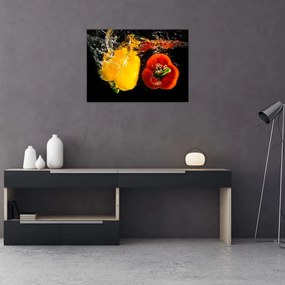 Obraz na szkle - papryki w wodzie (70x50 cm)