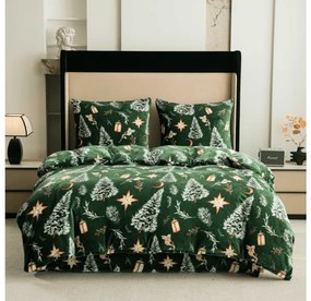 PrzytulneMieszkanie.pl PrzytulneMieszkanie.pl Pościel z mikropluszu GREEN CHRISTMAS zielona Rozmiar pościeli: 70 x 90 cm | 140 x 200 cm