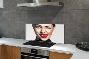 Szklany Panel Kobieta czerwone usta